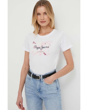 Pepe Jeans t-shirt bawełniany Kallan damski kolor biały
