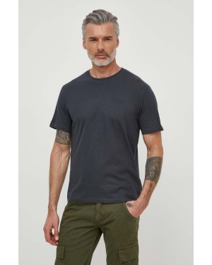 Pepe Jeans t-shirt z domieszką lnu kolor szary gładki