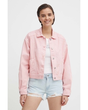 Pepe Jeans kurtka jeansowa damska kolor różowy przejściowa