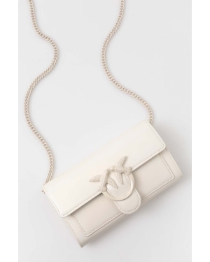 Pinko portfel skórzany damski kolor biały 100062 A124