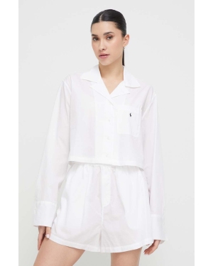 Polo Ralph Lauren piżama bawełniana kolor biały bawełniana