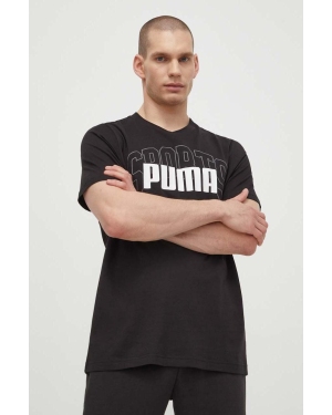 Puma t-shirt bawełniany męski kolor czarny z nadrukiem 680177