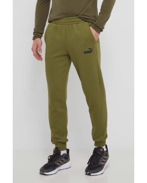 Puma spodnie dresowe kolor zielony z nadrukiem 586715