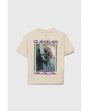 Quiksilver t-shirt bawełniany dziecięcy BACKFLASHSSYTH kolor beżowy z nadrukiem