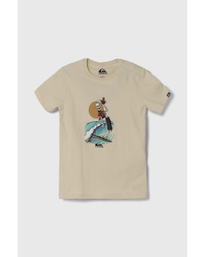 Quiksilver t-shirt bawełniany dziecięcy NEVERENDINGSURF kolor beżowy z nadrukiem