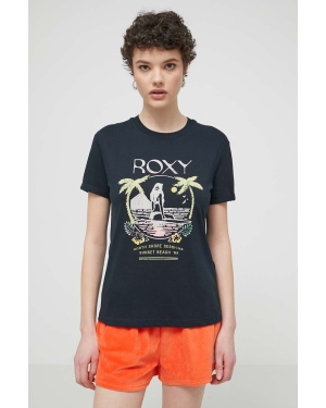 Roxy t-shirt bawełniany damski kolor czarny ERJZT05699