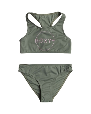 Roxy dwuczęściowy strój kąpielowy dziecięcy BASIC ACTIVE CR kolor zielony