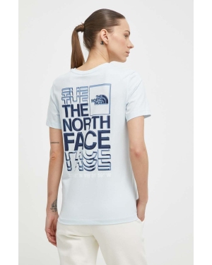 The North Face t-shirt bawełniany damski kolor niebieski NF0A87EHO0R1