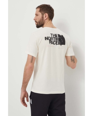 The North Face t-shirt bawełniany męski kolor beżowy z nadrukiem NF0A87EWQLI1