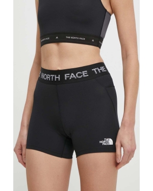 The North Face szorty sportowe Tech Bootie damskie kolor czarny z nadrukiem medium waist NF0A87JZJK31