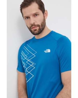 The North Face t-shirt sportowy Mountain Athletics kolor niebieski z nadrukiem NF0A87JKXIJ1