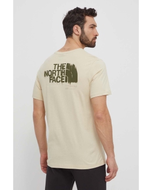 The North Face t-shirt bawełniany męski kolor beżowy z nadrukiem NF0A87EW3X41