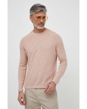 United Colors of Benetton sweter z domieszką lnu kolor różowy lekki