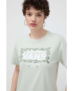 Vans t-shirt bawełniany damski kolor zielony