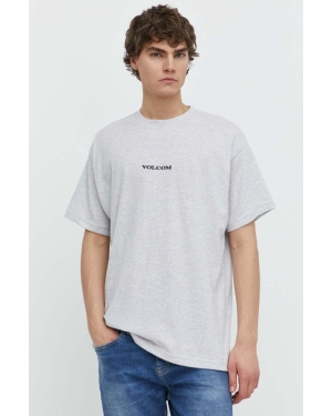 Volcom t-shirt bawełniany męski kolor szary z aplikacją