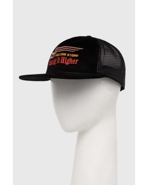 Volcom czapka z daszkiem kolor czarny z aplikacją