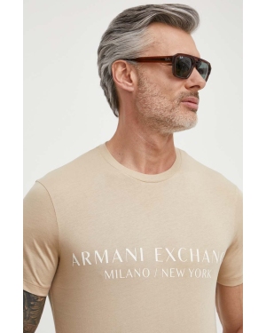Armani Exchange t-shirt męski kolor beżowy z nadrukiem 8NZT72 Z8H4Z NOS
