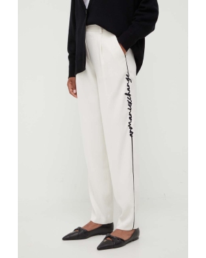Armani Exchange spodnie damskie kolor beżowy proste high waist