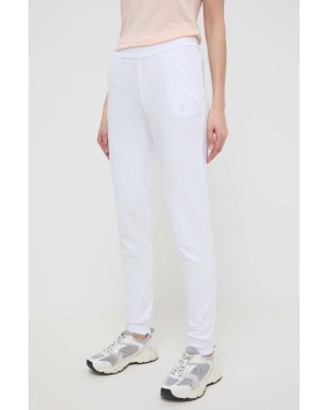 Armani Exchange spodnie dresowe bawełniane kolor biały gładkie 3DYP82 YJFDZ