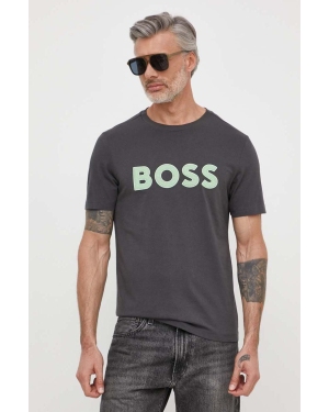 Boss Green t-shirt bawełniany męski kolor szary z nadrukiem
