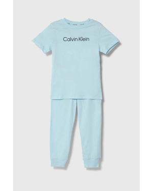Calvin Klein Underwear piżama bawełniana dziecięca kolor niebieski z nadrukiem