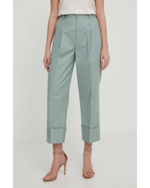 Lauren Ralph Lauren spodnie damskie kolor zielony proste high waist