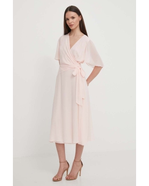 Lauren Ralph Lauren sukienka kolor różowy midi rozkloszowana 250909381