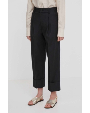 Lauren Ralph Lauren spodnie damskie kolor czarny proste high waist