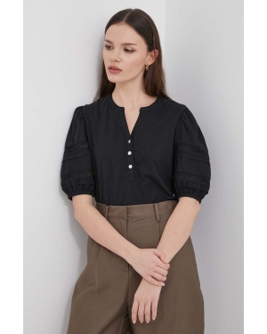 Lauren Ralph Lauren bluzka bawełniana damska kolor czarny gładka
