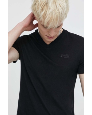 Superdry t-shirt bawełniany męski kolor czarny gładki