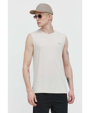 Superdry t-shirt bawełniany męski kolor beżowy