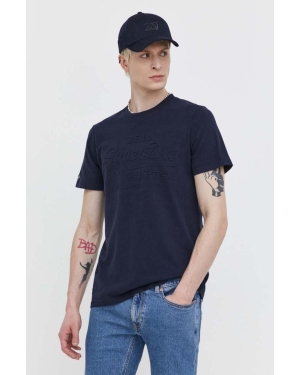 Superdry t-shirt bawełniany męski kolor granatowy z aplikacją