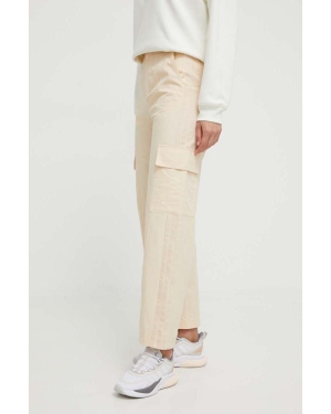 adidas Originals spodnie bawełniane kolor beżowy proste high waist IU2695