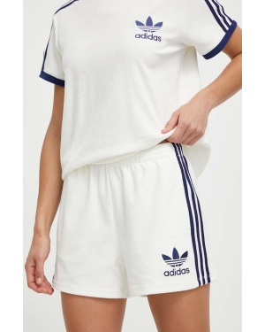 adidas Originals szorty Terry damskie kolor biały z aplikacją high waist IT9841