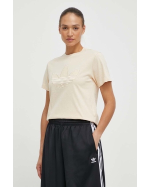 adidas Originals t-shirt bawełniany damski kolor beżowy IS3868