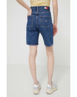 Tommy Jeans szorty jeansowe damskie kolor niebieski gładkie high waist
