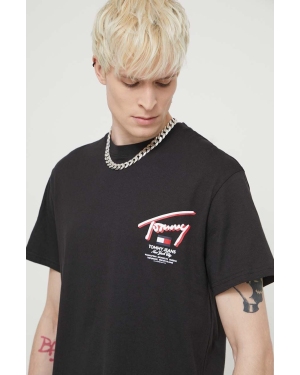 Tommy Jeans t-shirt bawełniany męski kolor czarny z nadrukiem DM0DM18574