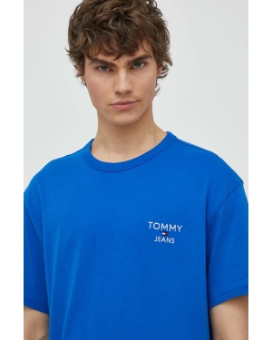 Tommy Jeans t-shirt bawełniany męski kolor niebieski z aplikacją DM0DM18872
