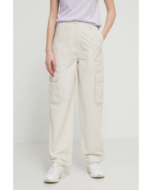 Tommy Jeans spodnie damskie kolor beżowy proste high waist