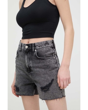 Tommy Jeans szorty jeansowe damskie kolor szary gładkie high waist DW0DW17652