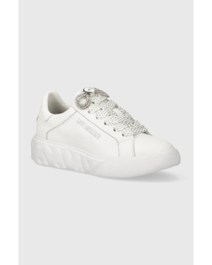 Love Moschino sneakersy skórzane kolor biały JA15554G0IIA0100