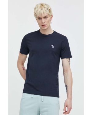 Abercrombie & Fitch t-shirt bawełniany męski kolor granatowy gładki