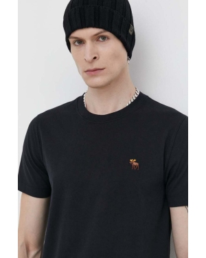Abercrombie & Fitch t-shirt bawełniany męski kolor czarny z aplikacją