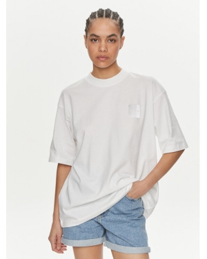 Calvin Klein Jeans T-Shirt Warp Logo J20J223166 Biały Boyfriend Fit