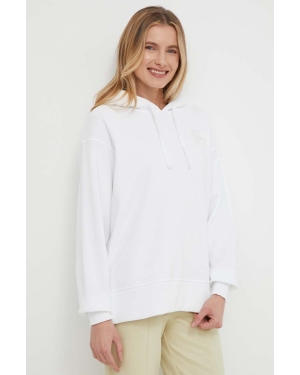 Calvin Klein Jeans bluza bawełniana damska kolor biały z kapturem z nadrukiem