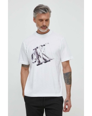 Calvin Klein Jeans t-shirt bawełniany męski kolor biały z nadrukiem J30J325201