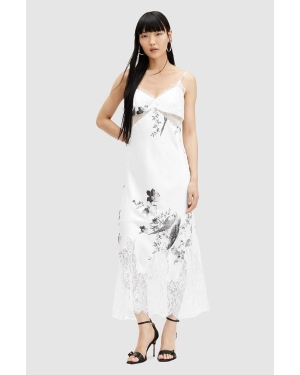 AllSaints sukienka EVANGELIA IONA DRESS kolor biały midi prosta W005DA
