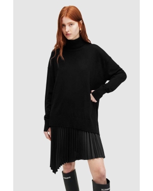 AllSaints sukienka i sweter FLORA DRESS kolor czarny mini rozkloszowana WD597Z