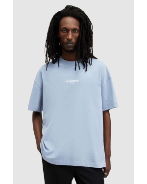 AllSaints t-shirt bawełniany SUBVERSE SS CREW męski kolor niebieski z nadrukiem MG292Y