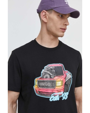 HUGO t-shirt bawełniany męski kolor czarny z nadrukiem 50514092